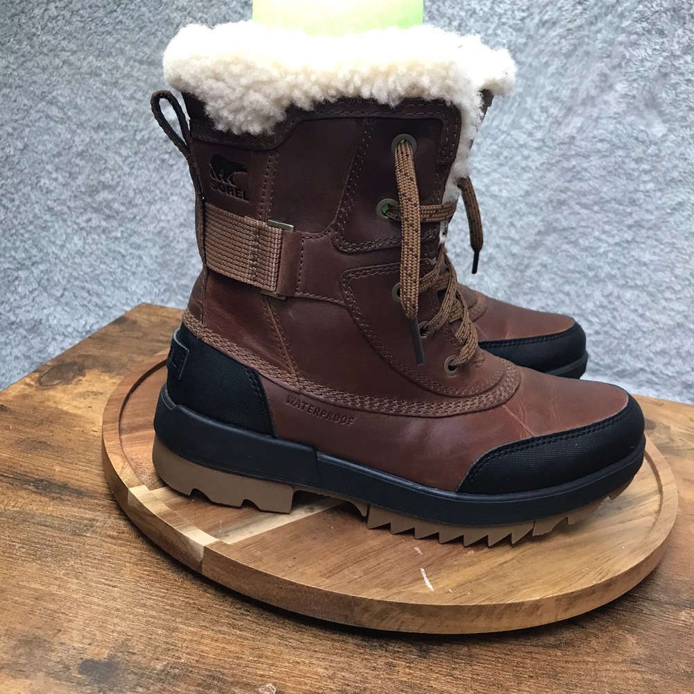 Sorel Tivoli IV Parc Waterproof Boots Womens 7.5 Velvet Tan Leather Fleece Lined